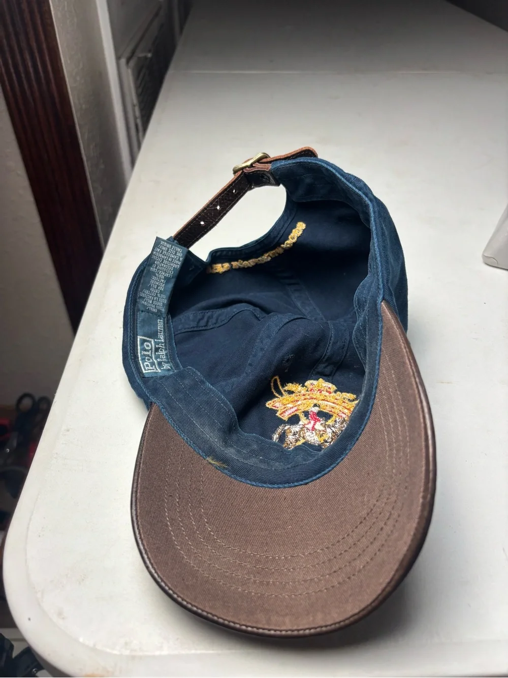 RRL Polo Ralph Lauren Rare vintage rl cords leather bill cap